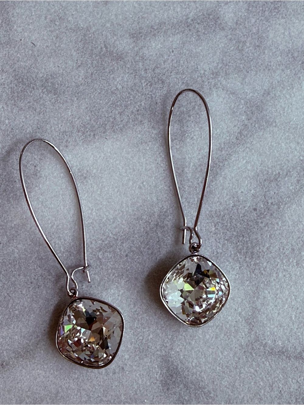 Swarovski Silver-Tone Drop Earrings with Clear Crystal Stones